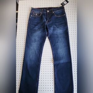 True Religion Ricky SN Flap Relaxed Straight Jean 36x33.5 Dark Mahogany Wood NWT